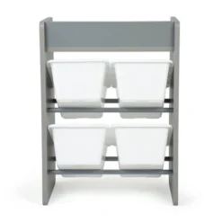 Kids' End Table Nightstand With 4 Storage Bins - Humble Crew -Baxton Studio Store GUEST d8793ed3 8f1b 4611 85a1 c370b54f0bd3