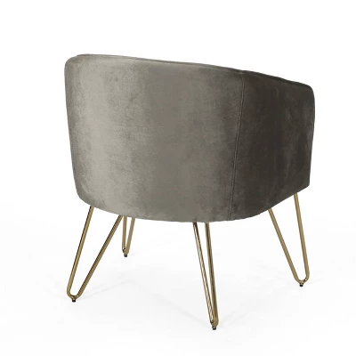 Grelton Modern Glam Velvet Club Chair With Hairpin Legs - Christopher Knight Home 4 Grelton Modern Glam Velvet Club Chair With Hairpin Legs - Christopher Knight Home - Image 2