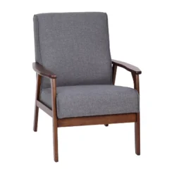 Emma And Oliver Upholstered Mid-Century Modern Arm Chair With Wood Frame -Baxton Studio Store GUEST d9dbbd47 4260 4728 9d19 3aa829e7f4e6