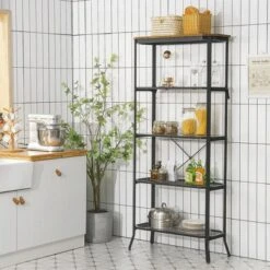 Costway 5 Tier Bookshelf Standing Storage Shelf Unit For Kitchen Living Room Office -Baxton Studio Store GUEST d9f5c534 6725 4ef1 a61f 42b5e1836206