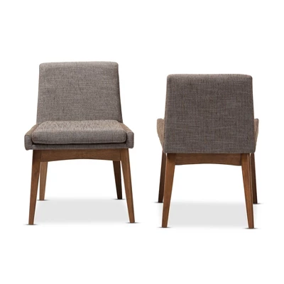 Set Of 2 Nexus Mid - Century Modern Wood Finishing And Fabric Upholstered Dining Side Chair Gravel/Walnut Brown - Baxton Studio 3 Set Of 2 Nexus Mid - Century Modern Wood Finishing And Fabric Upholstered Dining Side Chair Gravel/Walnut Brown - Baxton Studio