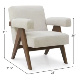 Set Of 2 Morgan Upholstered 19.7" Wider Seat And Armrest With Upside Down "V" Shape Design Rubberwood Legs Accent Chair-The Pop Maison -Baxton Studio Store GUEST dae5ae3c 0d54 451e a1d7 899e3a011854