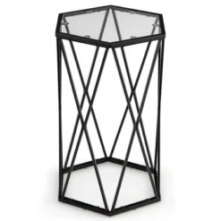 Costway End Table Tempered Glass Top Metal Frame Hexagonal Accent Side Table Living Room -Baxton Studio Store GUEST daf4461f 3767 4bf4 a362 d02d2e35e7b7