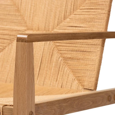 Delaney Wood Hemp Accent Chair Oak Brown - Baxton Studio 9 Delaney Wood Hemp Accent Chair Oak Brown - Baxton Studio - Image 7