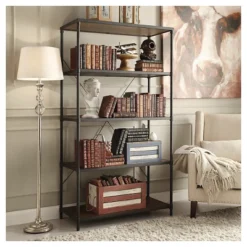 72" Webster 4 Shelf Mixed Media Bookshelf Black - Inspire Q -Baxton Studio Store GUEST dc08cceb 0388 4274 96ee 1cae9049a5aa
