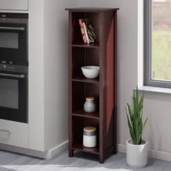 55.98" 5 Tier Milan Storage Shelf Or Bookshelf Tall Walnut - Winsome 16 55.98" 5 Tier Milan Storage Shelf Or Bookshelf Tall Walnut - Winsome -Baxton Studio Store GUEST dc1aaa62 dd02 4139 9657 932dcb041269