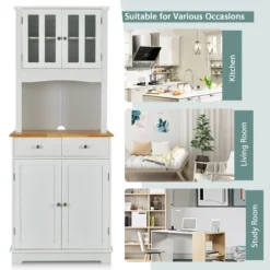 Costway Buffet Hutch Kitchen Storage Cabinet W/ Microwave Stand Storage Shelves -Baxton Studio Store GUEST dd12ff54 5375 4591 808d 26d1de8d465f