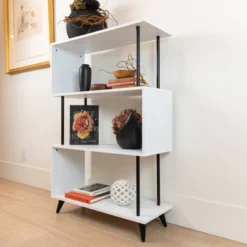 46.5" 4 Tier S Shaped Bookcase White/Black - Danya B. -Baxton Studio Store GUEST dda903b4 2e5b 4cdb 9b69 c8e34aa04d7a