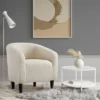 Yaheetech Upholstered Armchair Accent Barrel Chair Ivory