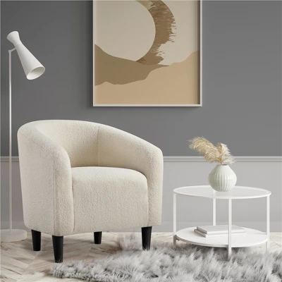 Yaheetech Upholstered Armchair Accent Barrel Chair Ivory 3 Yaheetech Upholstered Armchair Accent Barrel Chair Ivory