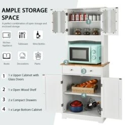 Costway Buffet Hutch Kitchen Storage Cabinet W/ Microwave Stand Storage Shelves -Baxton Studio Store GUEST df6feb67 e6ac 46fb a455 7b0412235ada