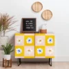 Maritza Lisa White Checkered Flowers Credenza - Deny Designs -Baxton Studio Store GUEST dfe5809b 249f 4246 8dde 1bf587a86989