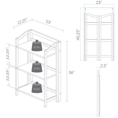 Stratford 36" 3 Shelf Folding Bookcase 7 Stratford 36" 3 Shelf Folding Bookcase - Image 5