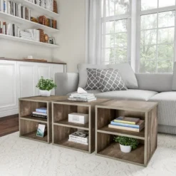 End Table - Stackable Contemporary Minimalist Modular Cube Accent Table Double Shelves For Bedroom, Living Room Or Office By Hastings Home (Gray) 12 End Table - Stackable Contemporary Minimalist Modular Cube Accent Table Double Shelves For Bedroom, Living Room Or Office By Hastings Home (Gray) -Baxton Studio Store GUEST e1d27f04 6299 4e99 9ac5 8707dd4cd8a0