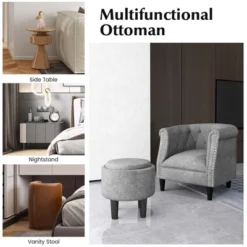 Costway Modern Accent Chair With Ottoman Armchair Barrel Sofa Chair With Footrest Grey -Baxton Studio Store GUEST e550a4be bd7d 4b7e b8b2 9df68e88dc9b