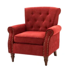 Galatea Wooden Upholstered Accent Armchair With Nailhead Trim | ARTFUL LIVING DESIGN -Baxton Studio Store GUEST e73e9627 664b 4e0c 9f8c 1ec9ff2a0942