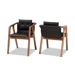 2pc Marcena Imitation Leather Upholstered And Wood Dining Chair Set - Baxton Studio -Baxton Studio Store GUEST e812dcfd ecd0 408a 8727 75259322792f