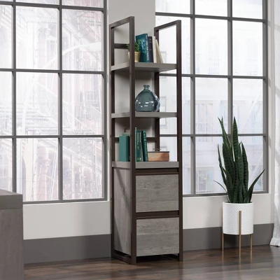 72.047" Manhattan Gate Narrow 2 Shelf Storage Tower Bookcase Mystic Oak - Sauder 3 72.047" Manhattan Gate Narrow 2 Shelf Storage Tower Bookcase Mystic Oak - Sauder