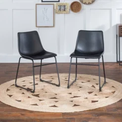 Set Of 2 Laslo Modern Upholstered Faux Leather Dining Chairs - Saracina Home -Baxton Studio Store GUEST e921ecff 5d1c 46bf 8a40 c3330f7f710d