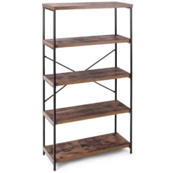 Costway 5-Tier Bookshelf, Industrial Etagere Bookcase, Rustic Display Shelf Organizer -Baxton Studio Store GUEST e97a9720 3618 44bf 9160 507659b3a281