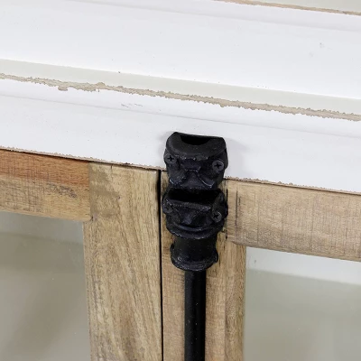 Tucker Credenza With Clear Tempered Glass Window White/Natural - Stylecraft 3 Tucker Credenza With Clear Tempered Glass Window White/Natural - Stylecraft