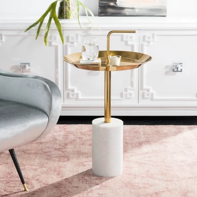 Apollo Round Brass Top Side Table - Brass/Marble - Safavieh 5 Apollo Round Brass Top Side Table - Brass/Marble - Safavieh - Image 3