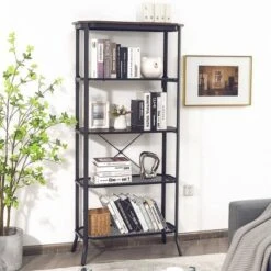 Costway 5 Tier Bookshelf Standing Storage Shelf Unit For Kitchen Living Room Office -Baxton Studio Store GUEST eb30cadf be98 4b0f 9126 9b69b9bab20a