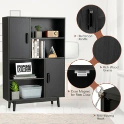 Costway Sideboard Storage Cabinet Bookshelf Cupboard W/Door Shelf Black / White / Espresso -Baxton Studio Store GUEST eb7e48b5 6a7f 466e 9c8c c0a1a9d26f9c