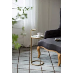 Round Chair Side Table Gold/Clear - A&B Home -Baxton Studio Store GUEST ec3f714d 71a3 4e2a 8718 b02a92b48046