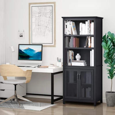 HOMCOM 71" Bookcase Storage Hutch Cabinet With Adjustable Shelves And Glass Doors For Home Office, Kitchen, Living Room 3 HOMCOM 71" Bookcase Storage Hutch Cabinet With Adjustable Shelves And Glass Doors For Home Office, Kitchen, Living Room