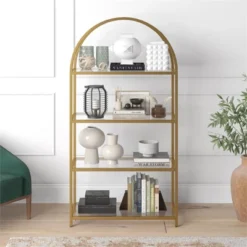 62 In. Arched Brass Finish Bookcase - Henn&Hart 16 62 In. Arched Brass Finish Bookcase - Henn&Hart -Baxton Studio Store GUEST eccd4f24 eca7 4ee3 85bf b6862c00274c