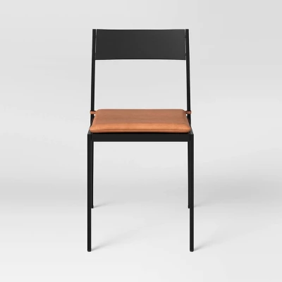 Clion Metal Dining Chair Black/Caramel Faux Leather - Threshold™ 4 Clion Metal Dining Chair Black/Caramel Faux Leather - Threshold™ - Image 2