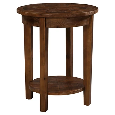 Round End Table Reclaimed Wood Natural - Alaterre Furniture 4 Round End Table Reclaimed Wood Natural - Alaterre Furniture - Image 2