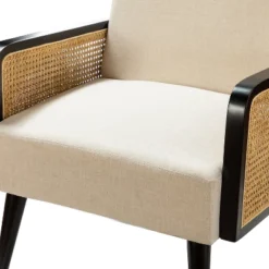 Flavio Rattan Accent Chair Mordern Armchair Comfy Living Room Club Chair | Karat Home - Linen Solid -Baxton Studio Store GUEST eefb28a7 d087 4ef0 a9bb c963c53e18be