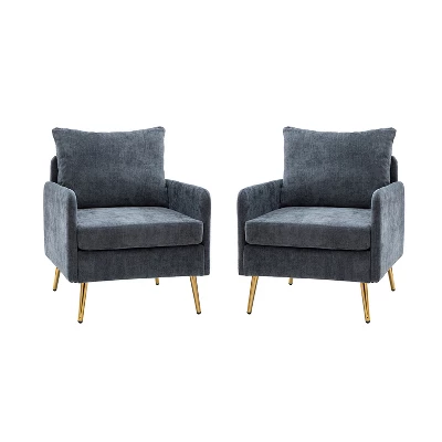 Set Of 2 Giovann Wooden Upholstered Accent Chair Comfy Armchair | Karat Home 14 Set Of 2 Giovann Wooden Upholstered Accent Chair Comfy Armchair | Karat Home - Image 12
