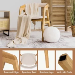 Costway Set Of 2 Bamboo Accent Chairs Leisure Chairs Armchairs W/ Seat Cushion -Baxton Studio Store GUEST f0f48a13 2945 462f 926b 71031ad787e9