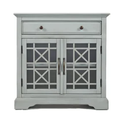 32" Craftsmen Series Spacious Wooden Accent Cabinet Light Gray - Benzara