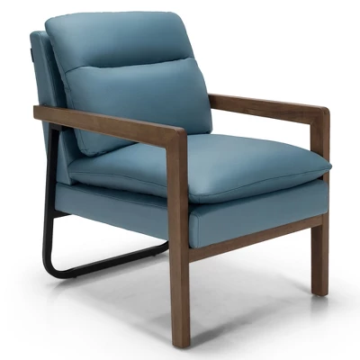 Costway Modern Accent Armchair Lounge Chair W/ Rubber Wood Legs & Steel Bracket 11 Costway Modern Accent Armchair Lounge Chair W/ Rubber Wood Legs & Steel Bracket - Image 9