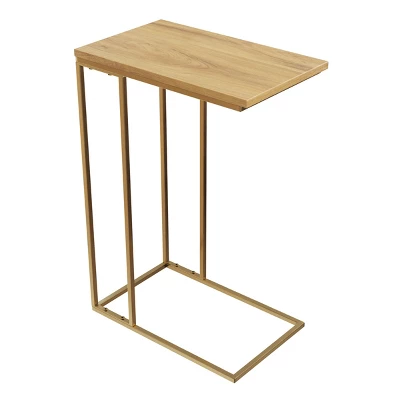 C-Shaped End Table - Mango Wood Side Table With Gold Iron Frame For Couch, Loveseat, Or Bed - Modern Living Room Furniture By Lavish Home 3 C-Shaped End Table - Mango Wood Side Table With Gold Iron Frame For Couch, Loveseat, Or Bed - Modern Living Room Furniture By Lavish Home