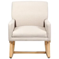 Costway Mid Century Rocking Chair Upholstered Armchair W/ Lumbar Support BeigeGray -Baxton Studio Store GUEST f2579e4f 08e5 4dee 8a0d 89c57ff1cf5e