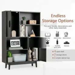 Costway Sideboard Storage Cabinet Bookshelf Cupboard W/Door Shelf Black / White / Espresso -Baxton Studio Store GUEST f2c9af13 83a1 4e6d 9177 e00b19abb6a5
