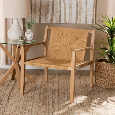 Delaney Wood Hemp Accent Chair Oak Brown - Baxton Studio 4 Delaney Wood Hemp Accent Chair Oak Brown - Baxton Studio - Image 2