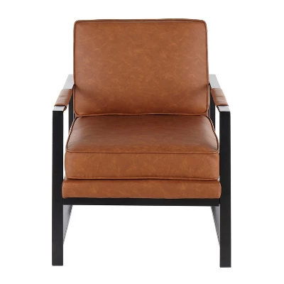 Franklin Armchair With Faux Leather Black/Camel Brown - LumiSource 6 Franklin Armchair With Faux Leather Black/Camel Brown - LumiSource - Image 4