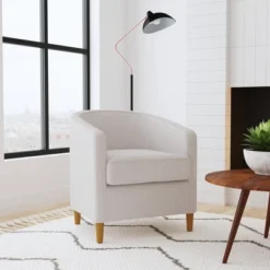 Modern Barrel Accent Chair Neutral Textured Solid - HomePop 14 Modern Barrel Accent Chair Neutral Textured Solid - HomePop -Baxton Studio Store GUEST f5edf94e 6778 4d85 83f2 0489d1417cb9