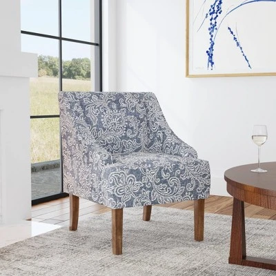 Classic Swoop Arm Chair Jacobean Print Denim - HomePop 8 Classic Swoop Arm Chair Jacobean Print Denim - HomePop - Image 6