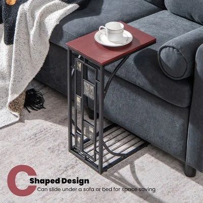 Costway 1PC2 PCS C-Shaped Side Sofa Narrow Snack Table For Living Room Bedroom Small Space 9 Costway 1PC2 PCS C-Shaped Side Sofa Narrow Snack Table For Living Room Bedroom Small Space - Image 8