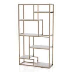 70.25" Amstil 6 Shelf Display Bookcase Champagne - MiBasics 9 70.25" Amstil 6 Shelf Display Bookcase Champagne - MiBasics -Baxton Studio Store GUEST f7925604 7611 490f b6cf 34f45329bc4d