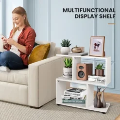 Costway 2 PCS 2-Tier Bookshelf S Shaped Bookcase Storage Rack Display Shelf W/ Foot Mats -Baxton Studio Store GUEST f86ffe70 621e 4a41 b8c6 fd5412476ddd