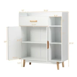 Costway Floor Storage Cabinet Free Standing Cupboard Chest W/1 Drawer 2 Doors 3 Shelves 13 Costway Floor Storage Cabinet Free Standing Cupboard Chest W/1 Drawer 2 Doors 3 Shelves -Baxton Studio Store GUEST f89174fd 4f07 4330 90f4 9ae3aa040964