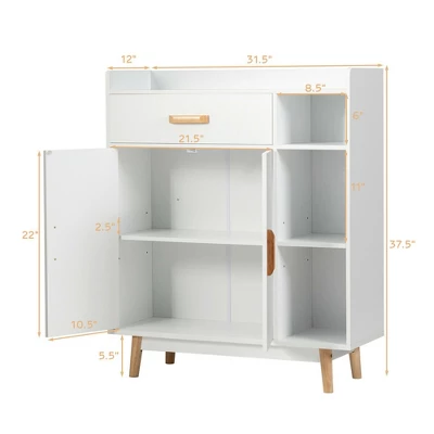Costway Floor Storage Cabinet Free Standing Cupboard Chest W/1 Drawer 2 Doors 3 Shelves 5 Costway Floor Storage Cabinet Free Standing Cupboard Chest W/1 Drawer 2 Doors 3 Shelves - Image 3